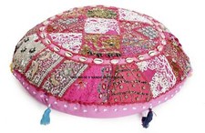 Coussin Rond En Perles Rose
