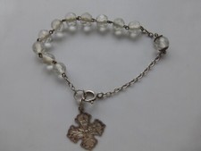 dizainier ancien argent poinçons têtes de sanglier, perles verre 7mm , croix vas