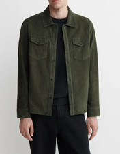 Veste chemise en cuir vert