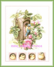 " Nestingbox with Pink Roses - Bastin " Kit NEUF Pt de Croix NEUF Lanarte 34869