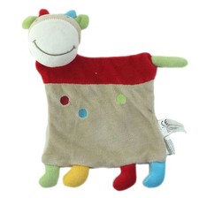 Doudou plat vache Girafe gris