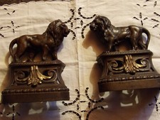 Anciens lions en bronze,barre de cheminée,âtre,décoration du XIXe siècle