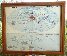 ancienne carte géographie Rossignol  Union française empire britannique