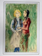 Pierre MONTERET (1897-1984) - Aquarelle et Encre - Les Deux Jeunes Femmes