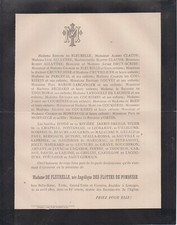 Faire-part décès Mme GRELLET de FLEURELLE née Angélique des FLOTTES de FOMBESSE.