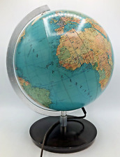 Vintage german earth globe 1970's wood base lamp Munchen