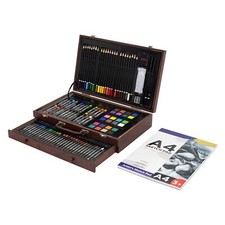 Coffret à dessin peinture 141 pièces boîte crayons pinceaux aquarelle pastels