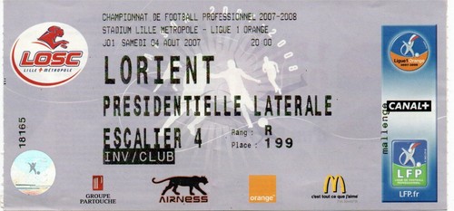 Ticket billet match lille - ticket, l1
