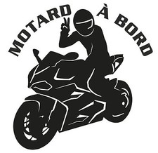 STICKER  MOTARD A BORD 9 COLORIS BLANC