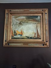 tableau huile sur toile signé Roger Suraud "Port De Biarritz "  Dim.46x38 cm