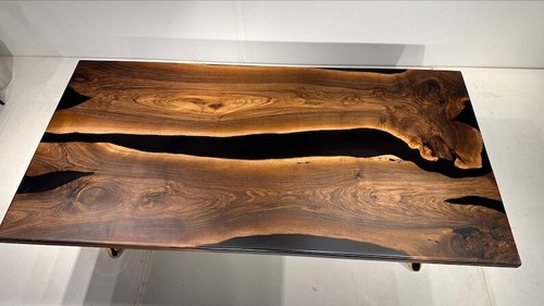 Table époxy noire bois - table,