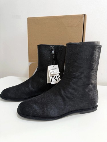 Zara noir fourrure cuir - noir, peau