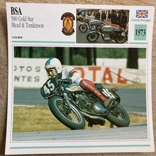 BSA 500 Gold Star Mead et Tomkinson 1973 carte moto collection Atlas UK