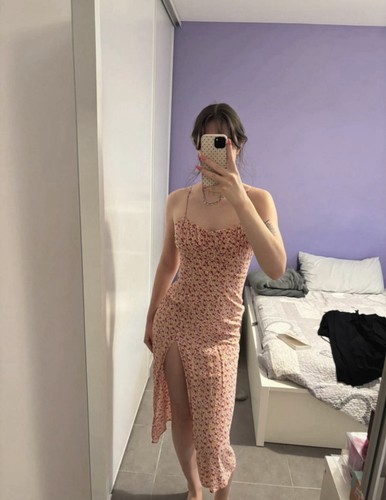 Zara robe midi fleurie rose - , s
