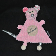 ? Doudou plat souris Coquelicos DEGLINGOS rose argent NEUF