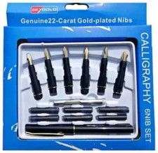 Lot de 6 plumes et 1 stylo plume plaqué or 22 carats livraison gratuite