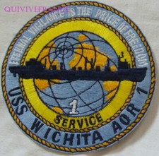 PUS523 - US Navy ship patch USS Wichita AOR-1 1970 S Vintage Asian Made 