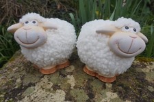 NA0877   2  FIGURINE  MOUTON  LAINE BERGER  RIGOLO  NATURE   ANIMAL  16X 17 CM