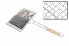 X Grille Poisson Viande Barbecue Double Grill Grille Poignée Bois 34,5x22cm Dfh