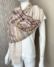 Écharpe Wrap Paul Smith Multirayée En Laine Et Soie 198Cm X 73Cm