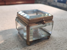 Coffret boite verre laiton doré bon état époque Napoleon III 19eme sans coussin