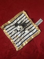 ?? doudou plat Mickey Rayé Bleu Blanc Satin Doré 29/29 Cm DISNEY BABY NEUF