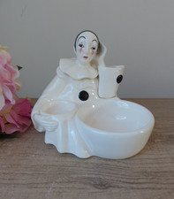 Pot à Barbier Vintage Pierrot en Céramique des Années 1970 Vide-Poche Décoratif