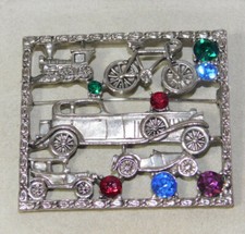 Grand Ancien Modèle Voiture Steam Moteur Train Vélo Rétro Broche 7j 80