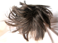 ancienne PERRUQUE POUPEE 30cm Chatain Cheveu Naturel Jouet Toy Doll Puppe