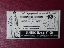 1960'S PUB LEMERCIER AVIATION BOTTE COMBINAISON VOL SAUT PARACHUTE FRENCH AD