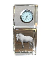 Cheval Fjord horloge en cristal avec un cheval Art-Dog