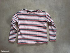 T-shirt ou Pull, Manches longues marinière, veuillez blanc rouge bleu, T 38/40