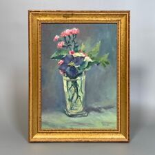 Vintage French Oil Painting Bouquet of Flowers after Edouard Manet Carnations