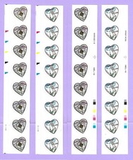 FRANCE 2005 2 Paires CŒUR CHANEL bande de 8 timbres adhésifs & marge 1er Tirage