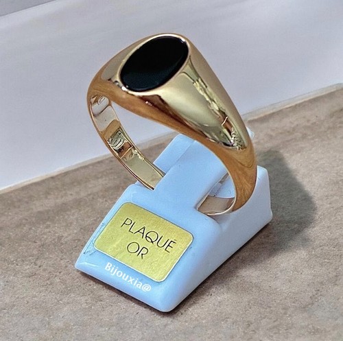 Bague chevalière onyx plaqué - bague,