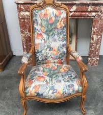 Fauteuil voltaire en hêtre teinte merisier / Chaise / Console/ Miroir