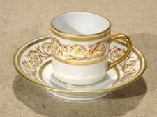 Tasse à café moka porcelaine Limoges Bernardaud décor Renaissance Sépia