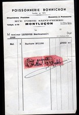 MONTLUCON (03) POISSONS / POISSONNERIE "BONNICHON" en 1949
