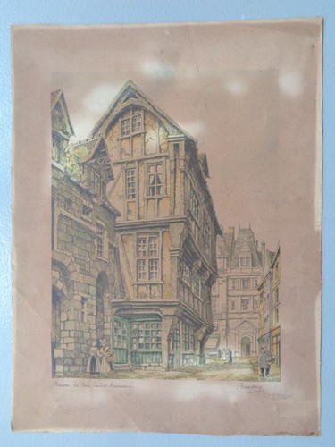 Gravure ancienne rouen rue - ancienne, la