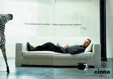publicité Advertising 0923  2001   Cinna canapé  Rive Gauche Zébre    2 pages