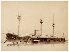 Marius Bar, Marine Française, Cuirassé Richelieu vintage albumen print Tirage 