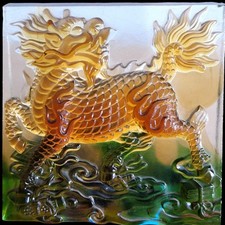 Sculpture cristal d’art pâte verre signée Tittot corps de Dragon Chine