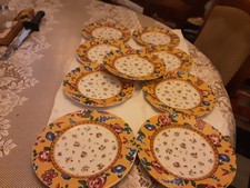 9 ASSIETTES A DESSERT FAIENCE GENEVIEVE LETHU MODELE PELLISSANNE 1998