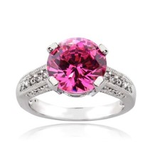 925 Argent Rond Rose Cz &