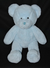Peluche doudou ours ROLDAN bleu yeux durs 40 cm NEUF