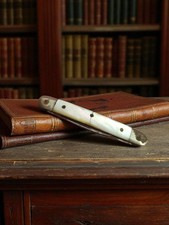 Ancien petit couteau vintage, manche en nacre, collection, marque Ancienne