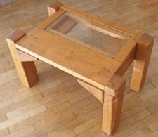 Table brutaliste bois massif - table,