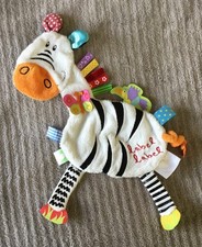 Doudou Zèbre blanc noir étiquettes multicolores Label Label