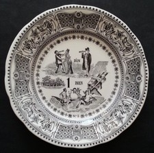 SUPERBE ASSIETTE PARLANTE en FAIENCE DE GIEN "Rebus" N°3 /5