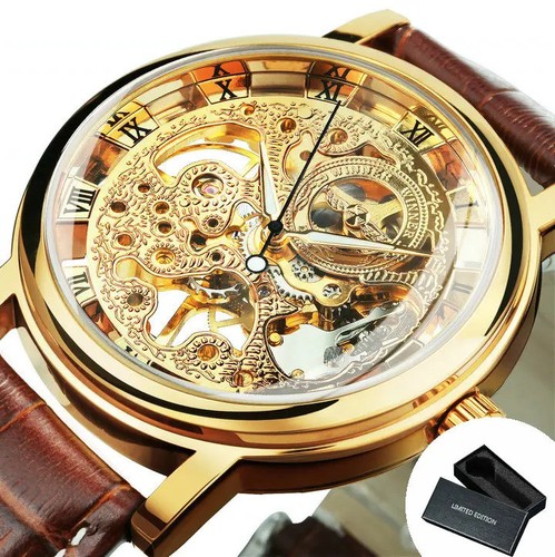Montre homme squelette doré - homme,